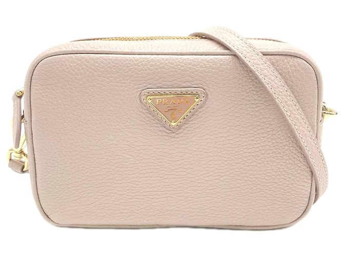 Mini bolsa de ombro em couro Prada Bege