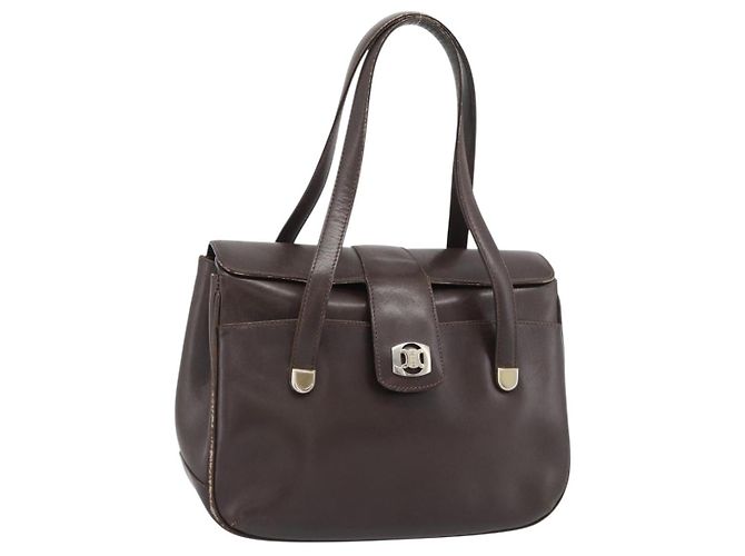 Céline CELINE Handtasche Leder Braun Gold Auth 188288 Golden