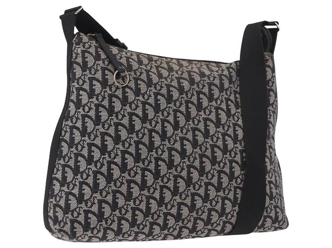 Borsa a tracolla Christian Dior Trotter Canvas Navy Silver Auth ka4978 Argento Blu navy