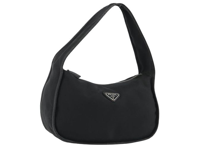 Borsa a tracolla PRADA Nylon Nero Argento Auth 190337A