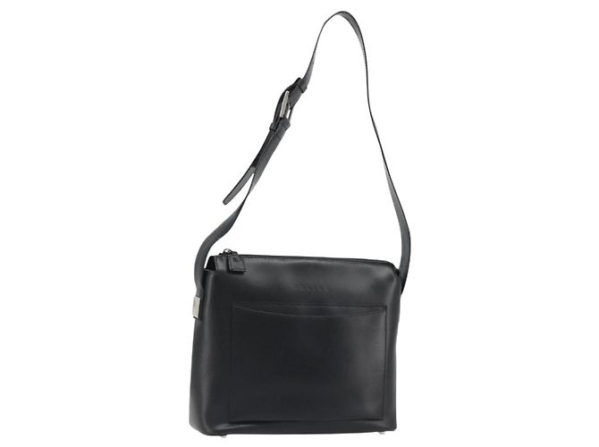 Céline Borsa a Spalla CELINE in Pelle Nera Argento Auth ep15031 Nero