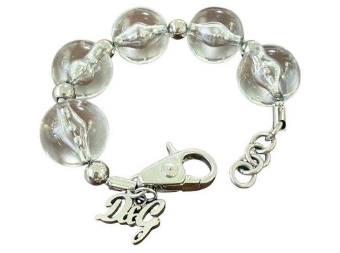 Bracciale Dolce & Gabbana con perle trasparenti e acciaio Argento