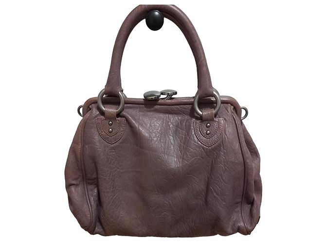 Bolsa de mão em couro Marc Jacobs Taupe Roxo