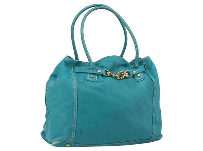 Céline Sac cabas CELINE en cuir bleu or Auth 189301 Doré