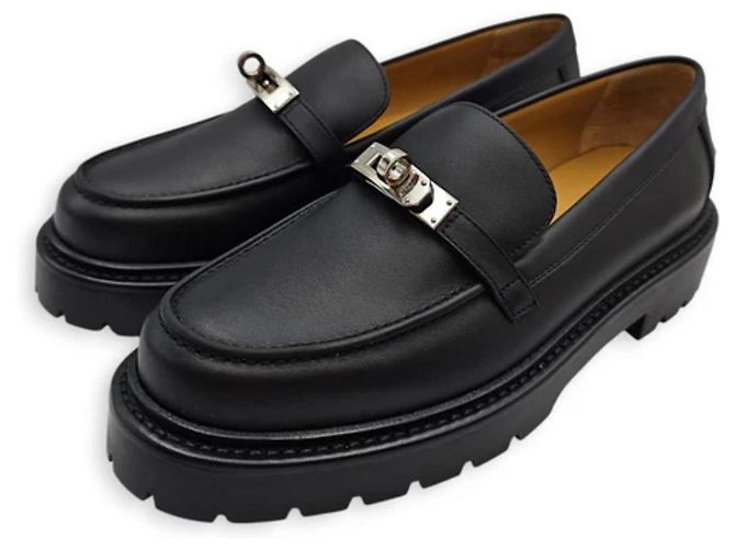 Hermès Icone Loafer aus schwarzem Leder