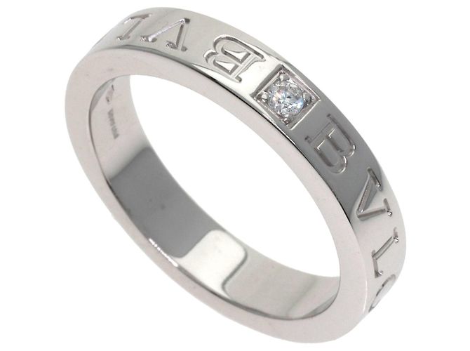 Bulgari Anel de banda Double Logo com diamante Bvlgari