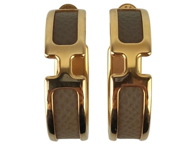 Hermès Brincos Olympe Hermes Marrom Dourado