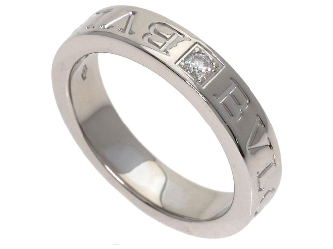 Bulgari Anillo Double Logo 1P Diamond en oro blanco de 18K