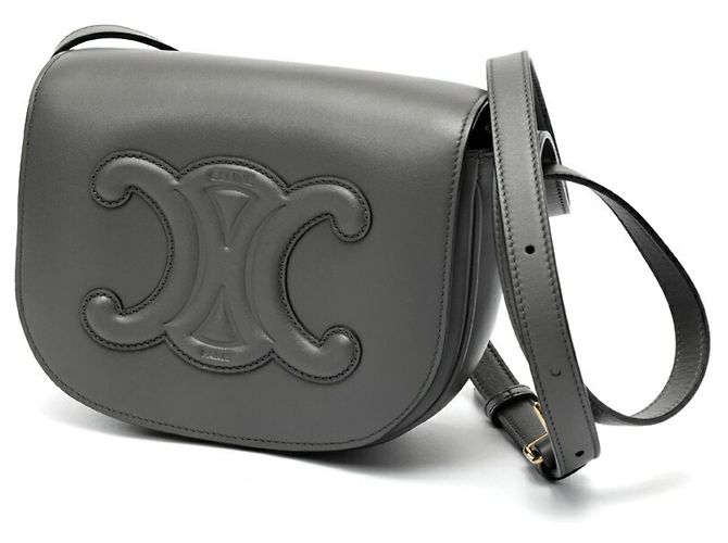 Céline Bolsa de Ombro Celine Folco Cuir Triomphe Marrom