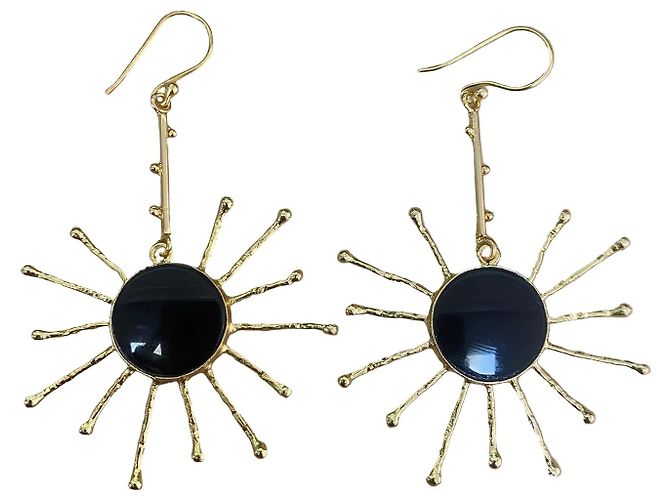 Autre Marque Dilip Jindal - Bijoux Couture - Pendientes Black Onyx Sun