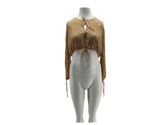 Top con paillettes Antik Batik oro viscosa XS D'oro