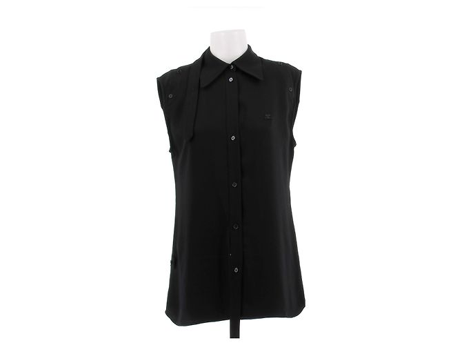 Courreges Ärmelloses schwarzes Hemd