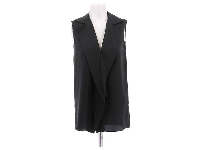 Lanvin Camicetta nera senza maniche in seta Nero