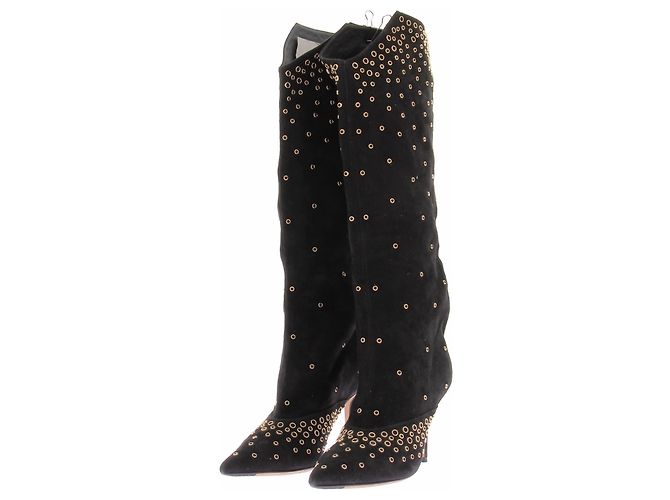 Jimmy Choo Bottes à talons en daim noir Black