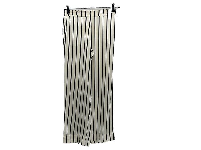 Autre Marque Pantalones de rayas de seda blancos ASCENO XS