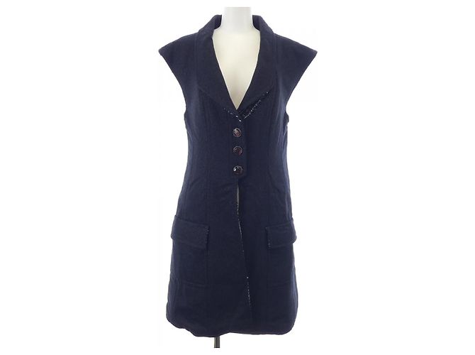 Lange Chanel Weste Blau Marineblau
