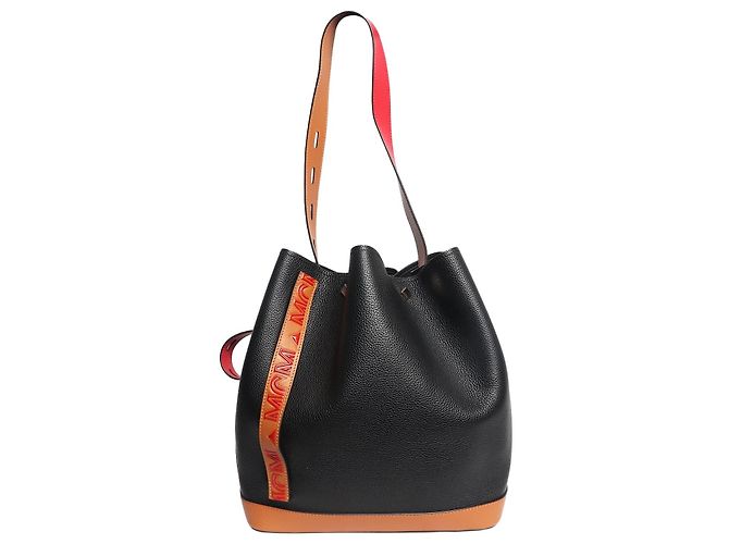 MCM Sac seau à cordon Black Milano Noir
