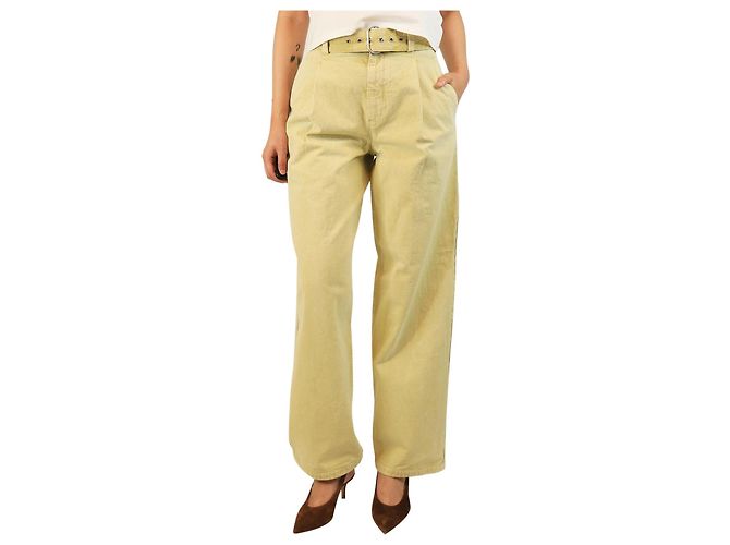Jil Sander Jeans limewash amarillo con cinturón - talla UK 8