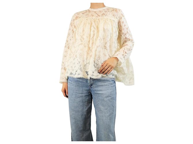 Zimmermann Spitzenbluse in Creme - Größe UK 12 Roh