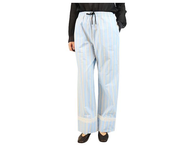 Autre Marque Pantalones de rayas azul claro - talla M