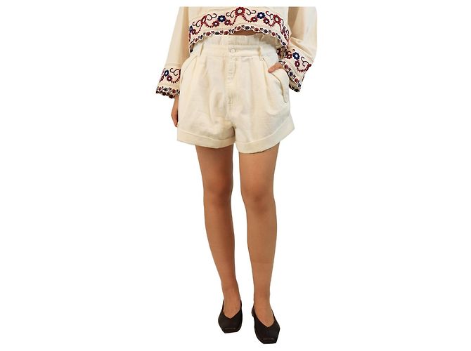 Zimmermann Short de algodão creme - tamanho UK 14 Cru
