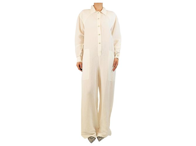 Etro Ecru linen jumpsuit - size UK 16 Cream