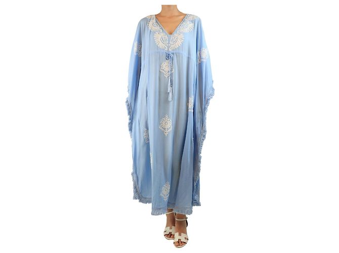 Melissa Odabash Hellblau bestickter Kaftan - Einheitsgröße