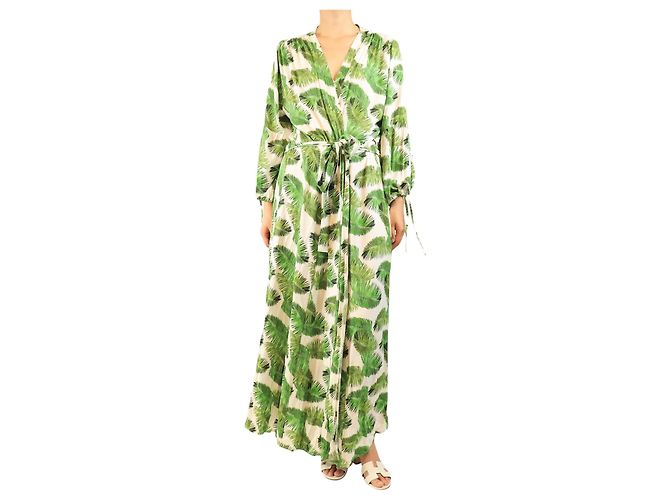 Melissa Odabash Robe com estampa de folhas e cinto verde - tamanho L