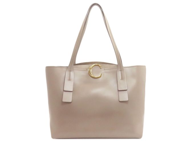 Chloé C Logo Tote Bag aus grauem Leder