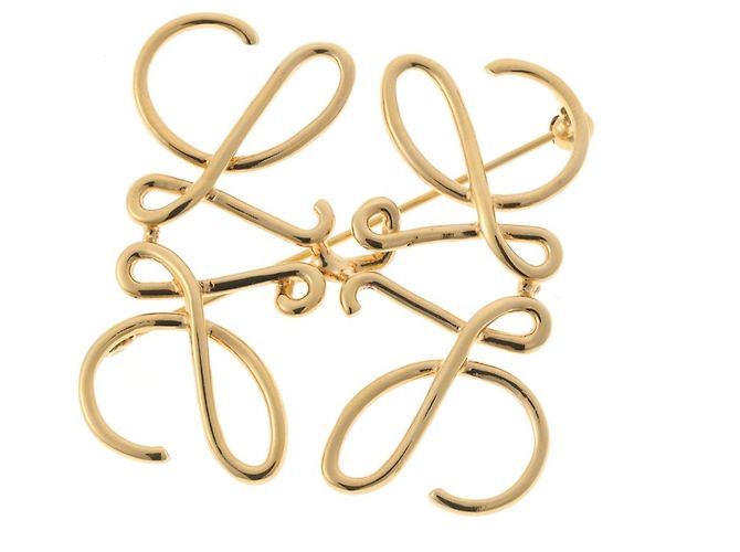 Loewe Anagramm Brosche Goldfarben Golden