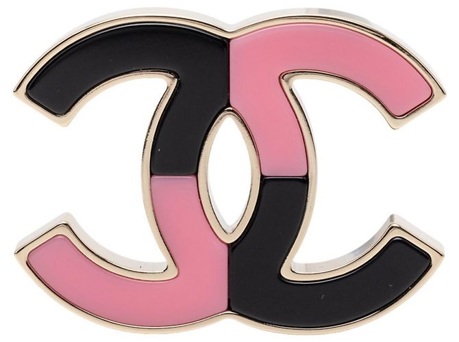 Timeless Spilla Chanel Coco Mark Bicolore Nero Rosa D'oro
