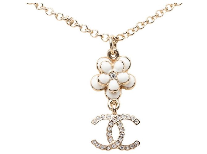 Collana Chanel Coco Mark Motif Fiore Nero Bianco D'oro