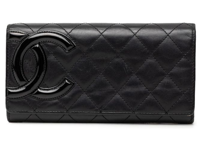 Chanel Coco Mark Cambon Bi-fold Long Wallet Black Pink