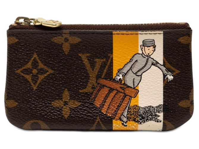 Louis Vuitton Monogram Pochette Clé Bellboy Geldbörse/Münzbeutel Braun Gelb