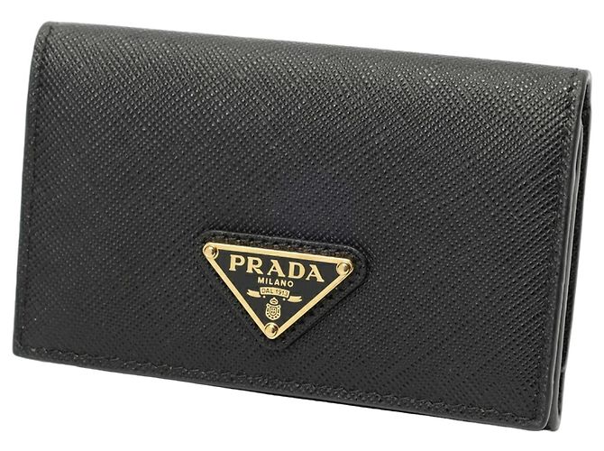 Prada Saffiano Triangle Kartenetui Schwarz