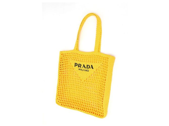 Borsa Tote in crochet giallo Prada