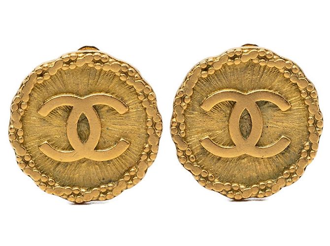 Orecchini tondi vintage Chanel Coco Mark Golden