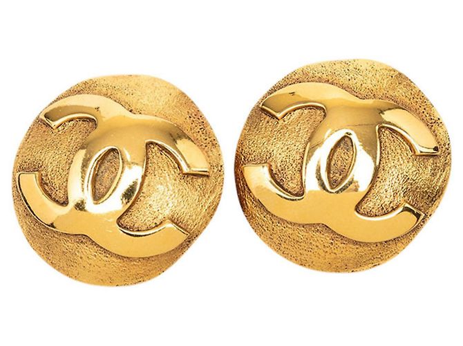Timeless Orecchini a clip rotondi Chanel Vintage Coco Mark D'oro