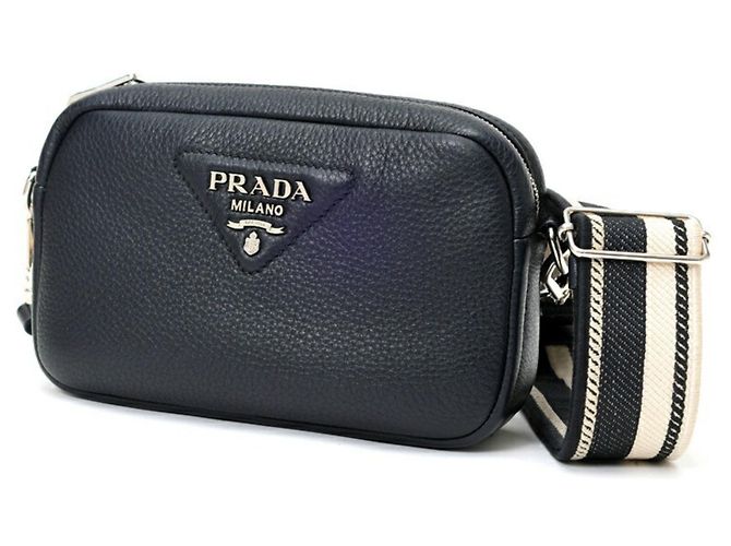 Borsa a tracolla in pelle morbida Vitello Daino Prada Nero