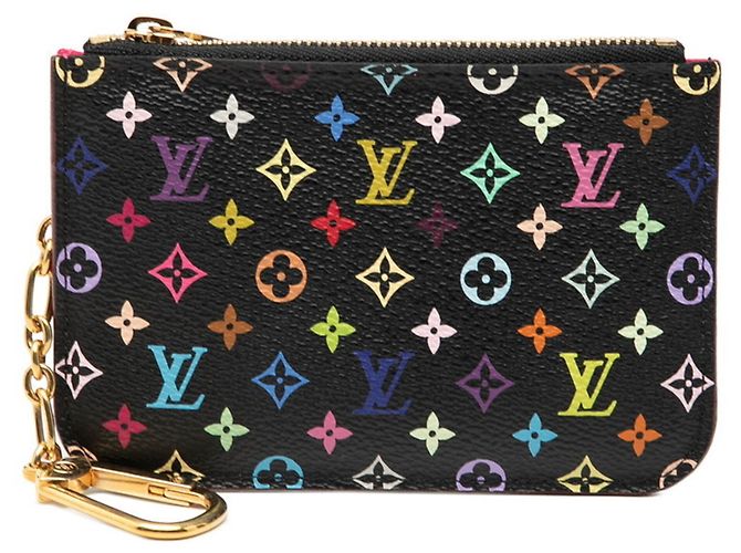 Louis Vuitton Monogram Multicolor Pochette Clé Wallet/Coin Purse Black Multiple colors