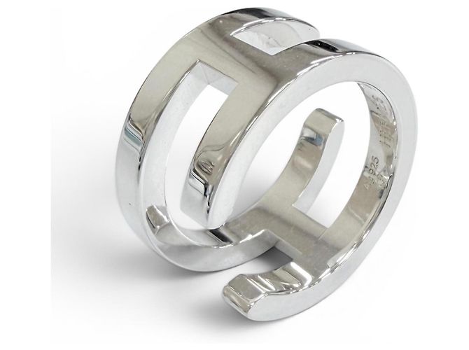 Ring Anello Hermès Silver Band Argento 