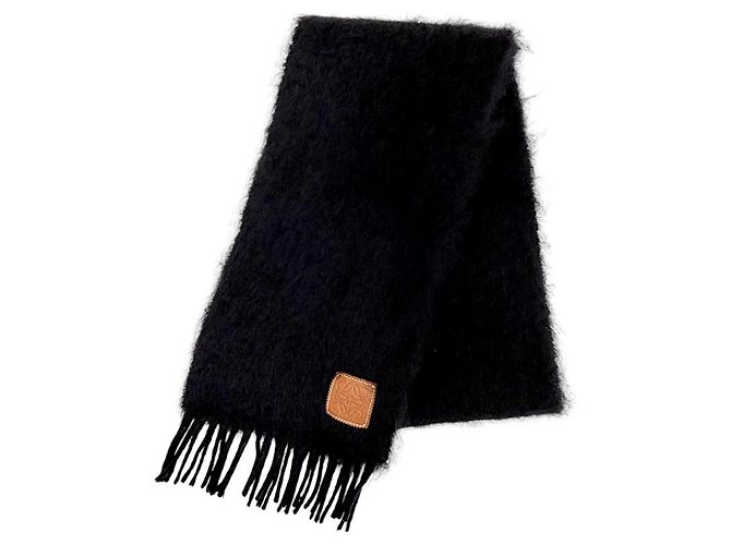 Loewe Mohair Wool Long Stole in Black