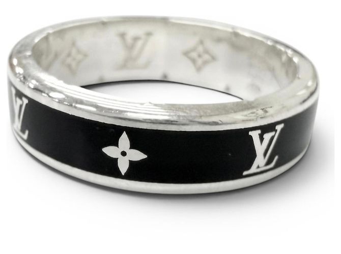 Anello Band Louis Vuitton M1534L Nero Argento