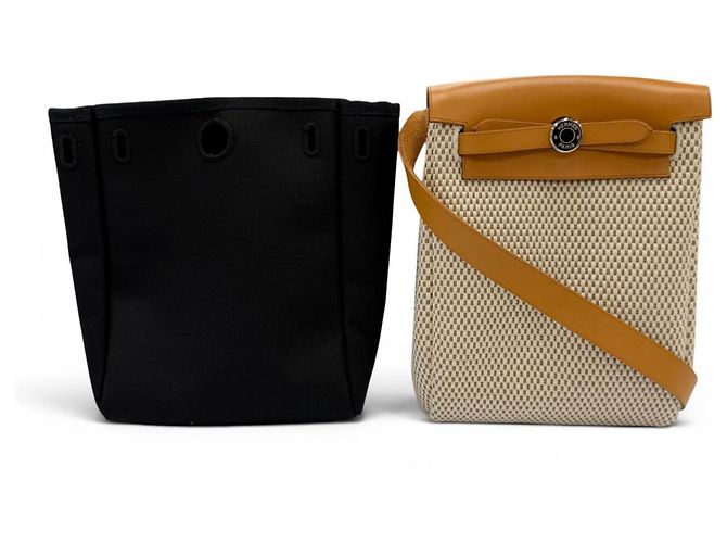Hermès Borsa a tracolla Hermes Herbag TPM Nero Beige
