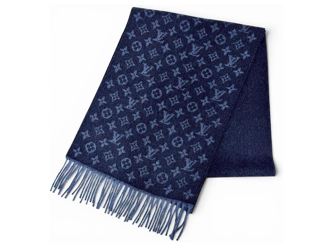 Stola in lana e cashmere Monogram Gradient Louis Vuitton Blu navy