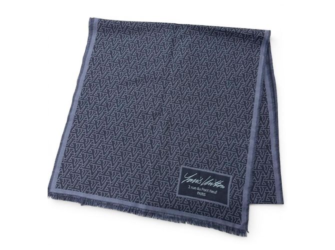 Louis Vuitton Navy Wool Silk Stole Navy blue