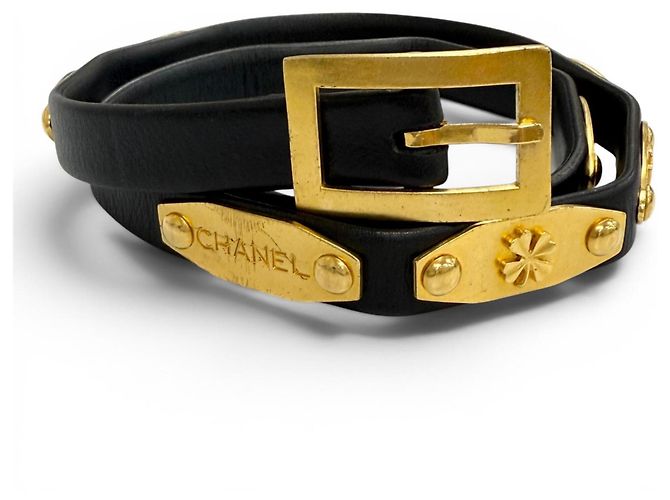 Chanel Vintage Leather Belt Black