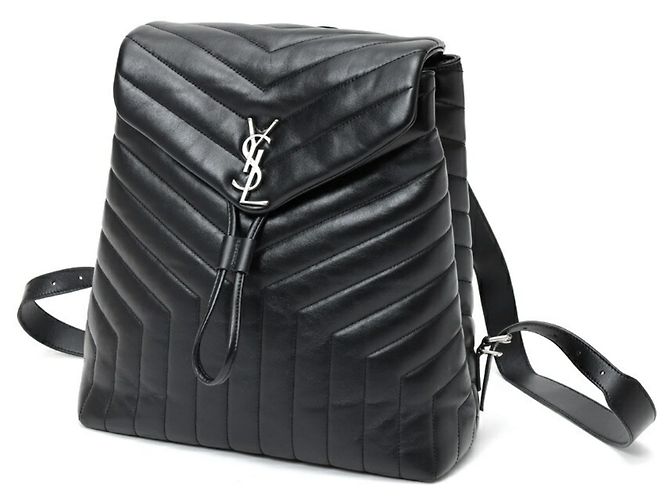 Saint Laurent Loulou Medium Black Leather Backpack