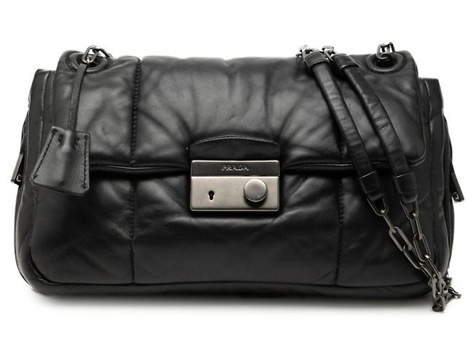 Bolsa de ombro bomber em napa Prada Preto