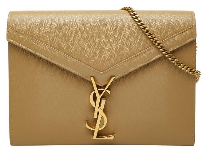 Borsa a tracolla con catena Cassandra Envelope Saint Laurent Beige